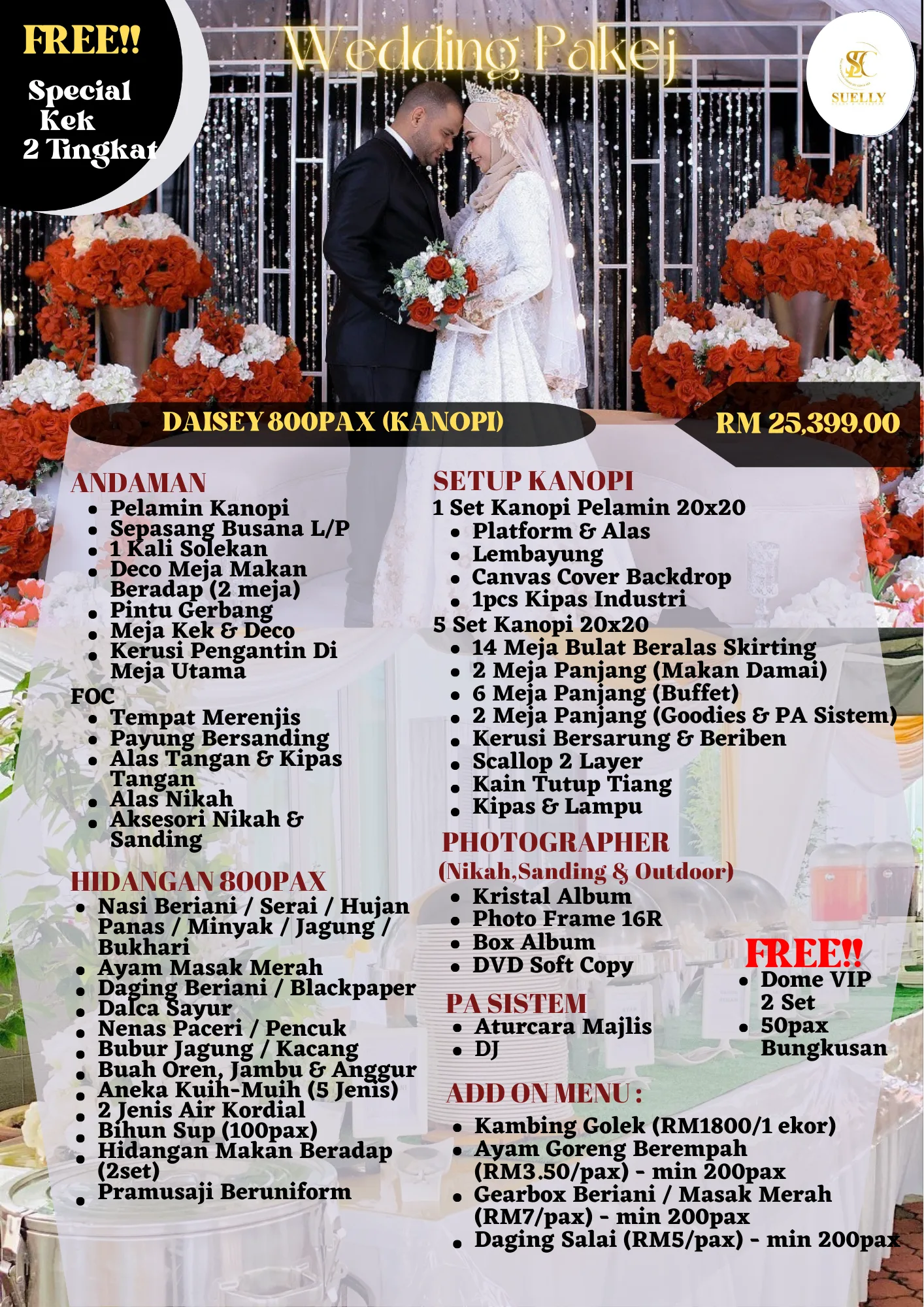 Pakej perkahwinan kanopi 800 tetamu