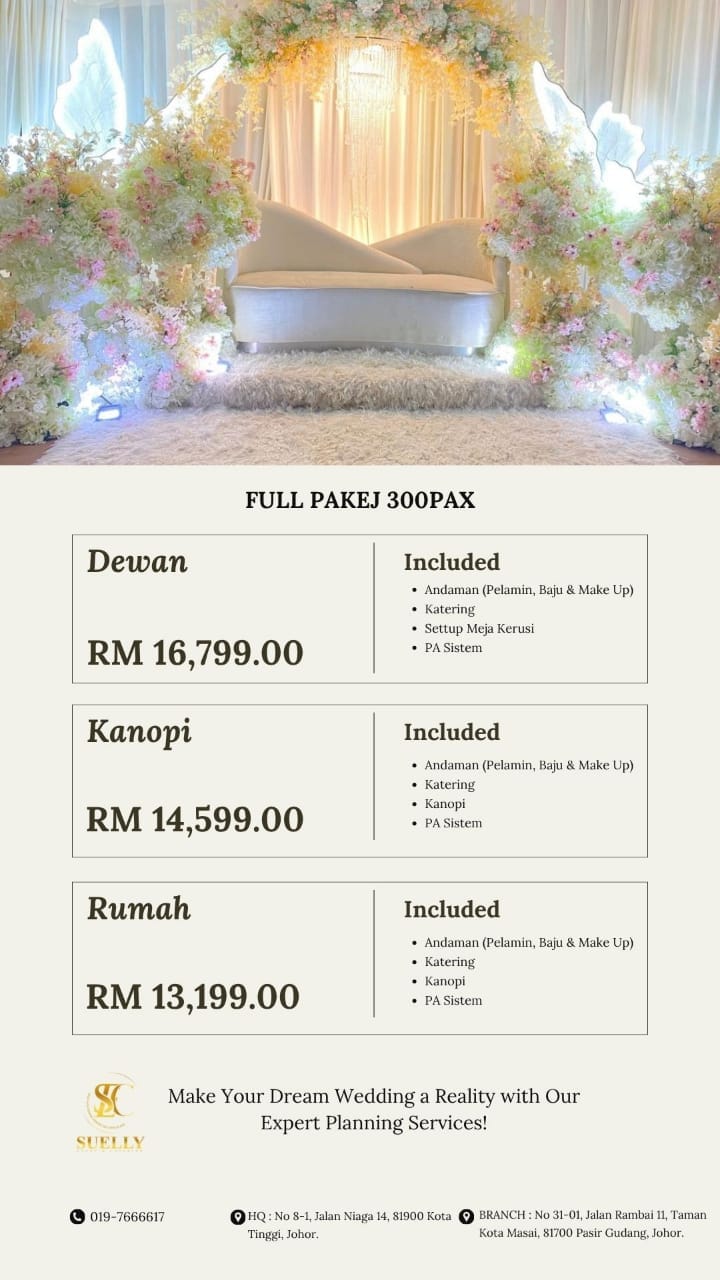 Pakej lengkap perkahwinan  untuk 300 tetamu