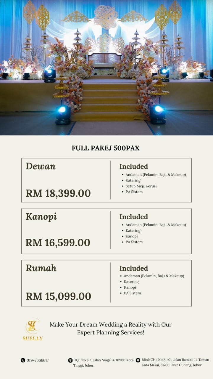 Pakej lengkap perkahwinan  untuk 500 tetamu
