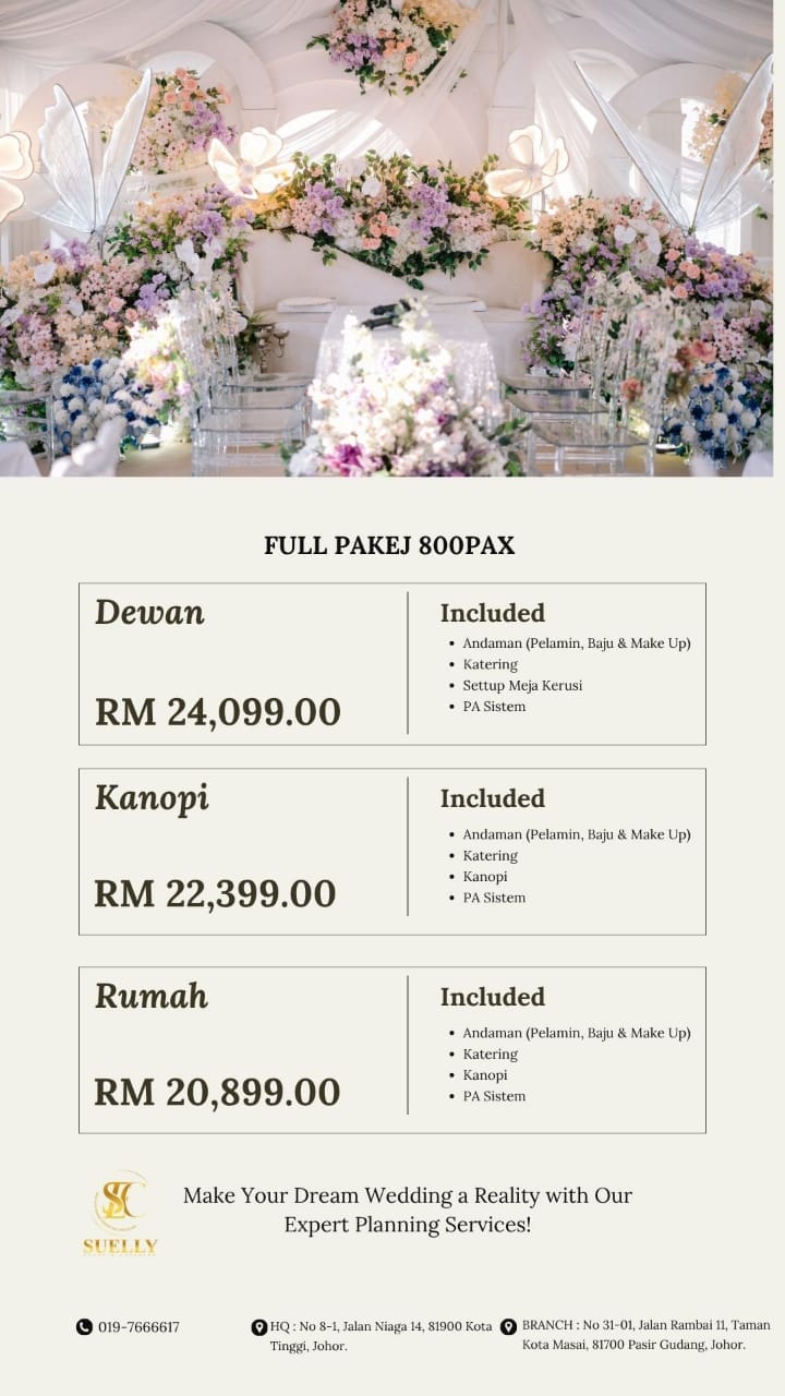 Pakej lengkap perkahwinan  untuk 800 tetamu