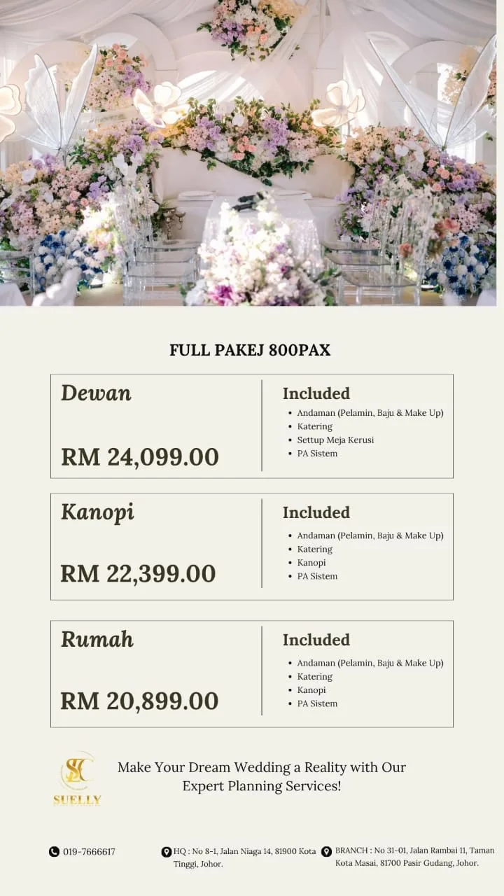 Pakej lengkap perkahwinan  untuk 800 tetamu
